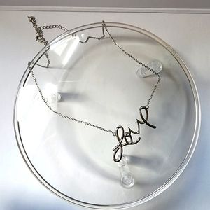 Silver Cursive Love Necklace
